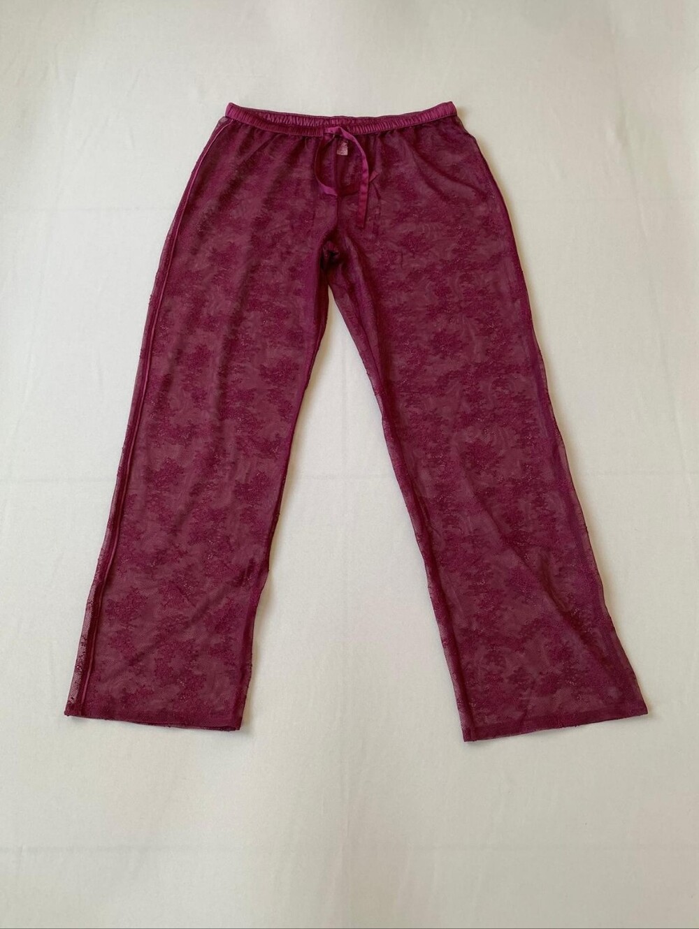 Victoria's Secret Burgundy See-Through Lace Lounge Pants Size S